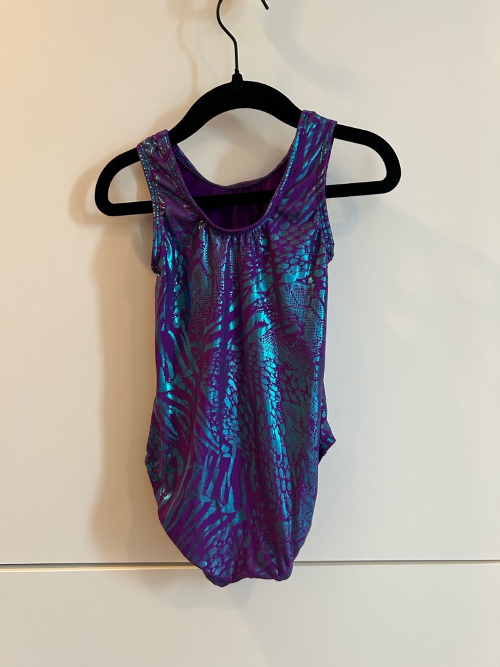 GK Metallic Teal and Purple Girls Gymnastics Leotard - Picture 6 of 7